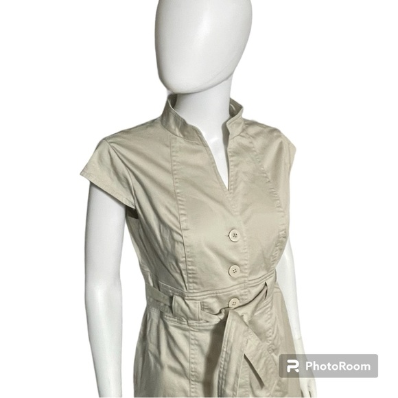 Calvin Klein Beige Khaki Button Down Shirt Dress with Belt - Picture 3 of 6